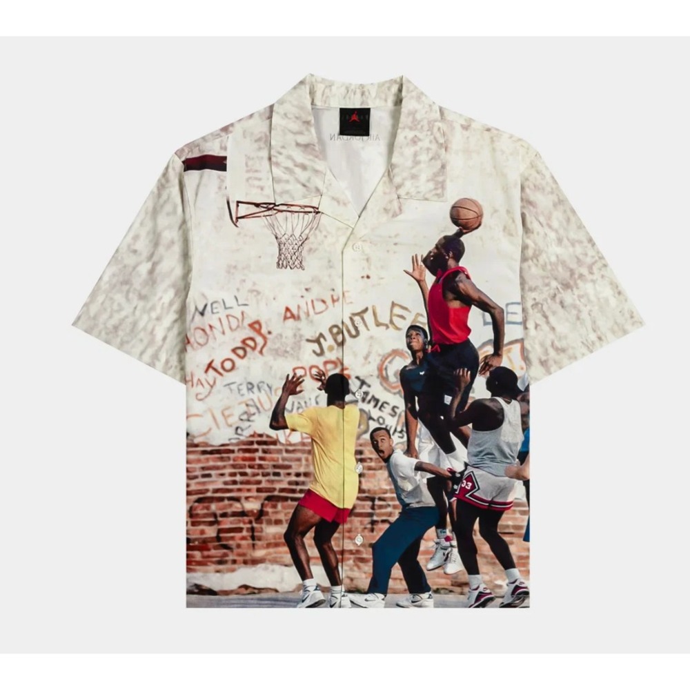 New JORDAN CAMP Sz 2XL SHIRT Men Button Up Short Sleeve Sail HF9347-133
